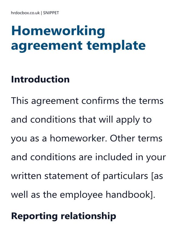 Homeworking agreement template preview