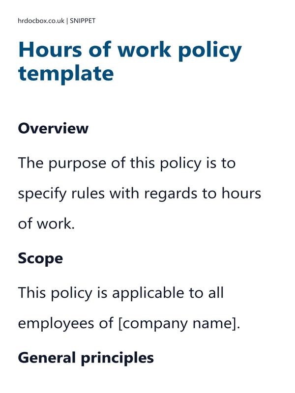 Hours of work policy template preview