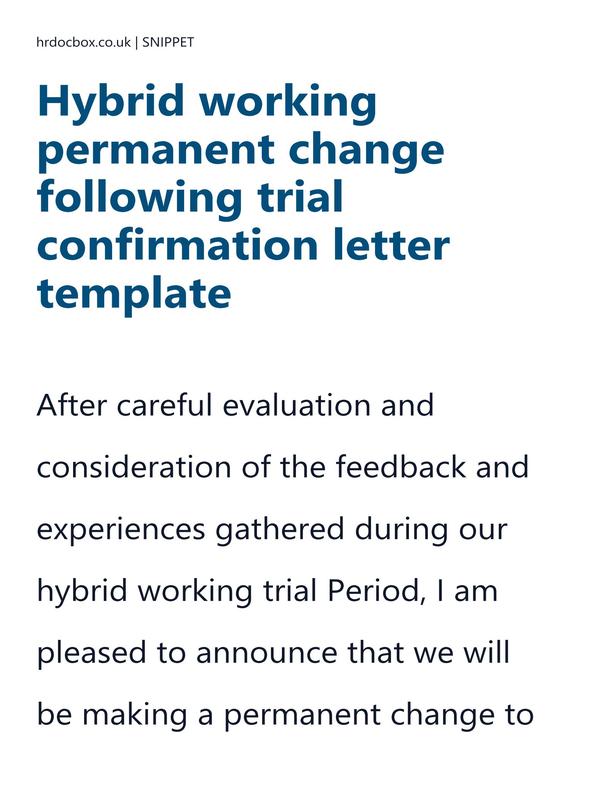 Hybrid working permanent change following trial confirmation letter template preview