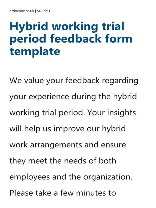 Hybrid working trial period feedback form template preview