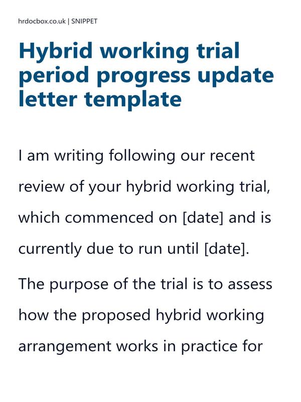 Hybrid working trial period progress update letter template preview