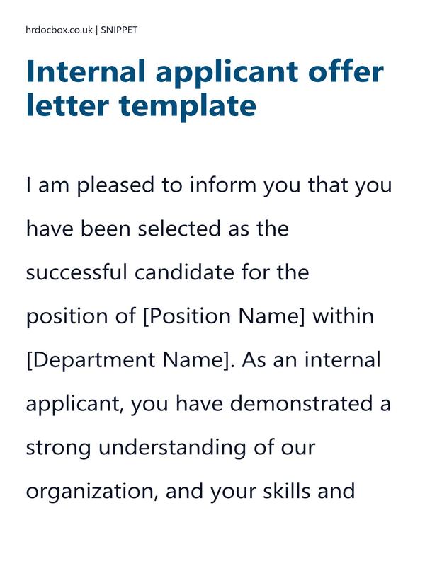 Internal applicant offer letter template preview