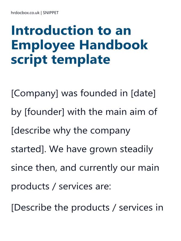 Introduction to an Employee Handbook script template preview