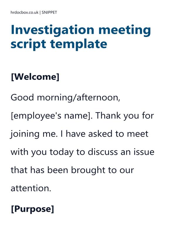 Investigation meeting script template preview