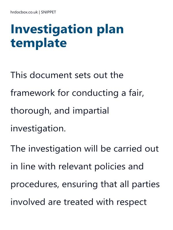 Investigation plan template preview