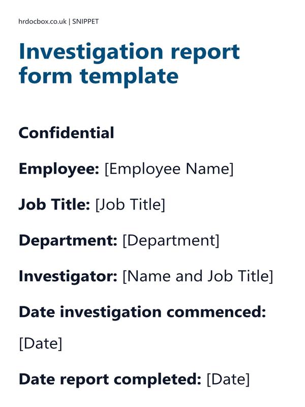 Investigation report form template preview