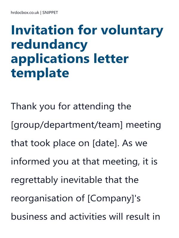 Invitation for voluntary redundancy applications letter template preview