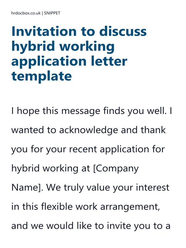Invitation to discuss hybrid working application letter template preview