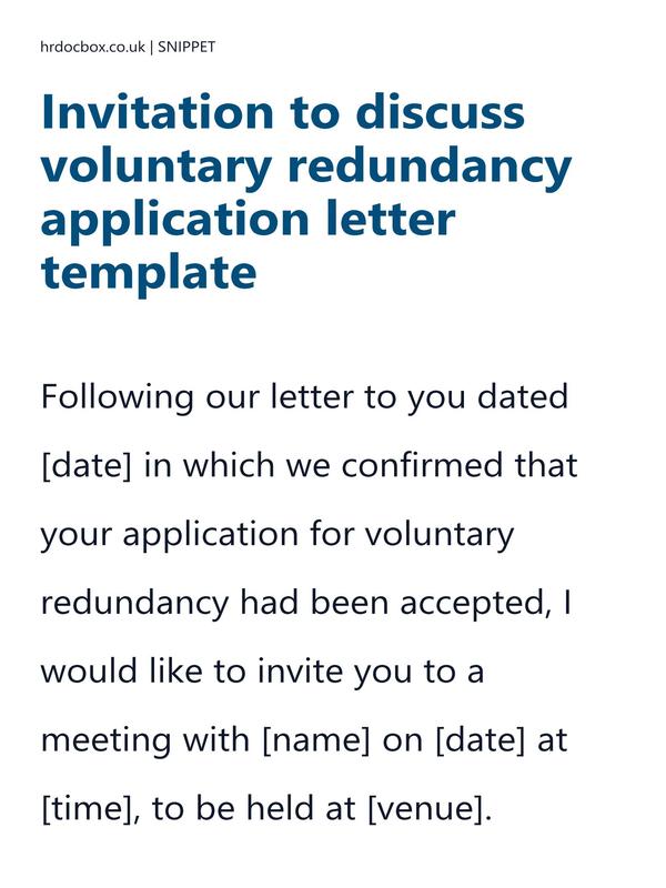 Invitation to discuss voluntary redundancy application letter template preview
