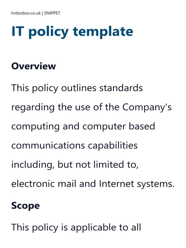 IT acceptable use and workplace technology policy template preview