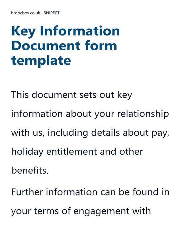 Key Information Document form template preview