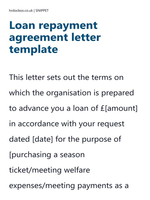 Loan repayment agreement letter template preview