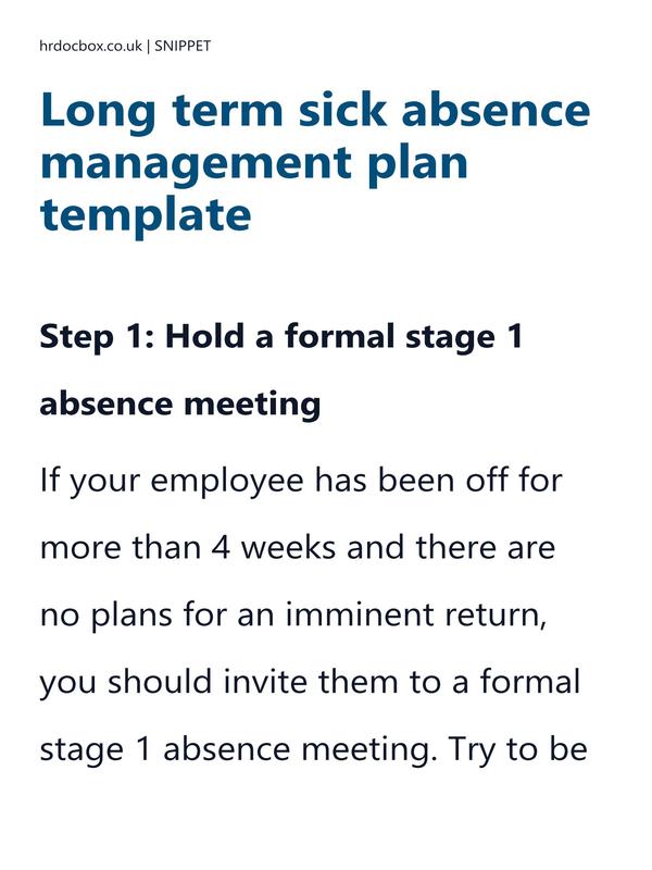Long term sick absence management plan template preview
