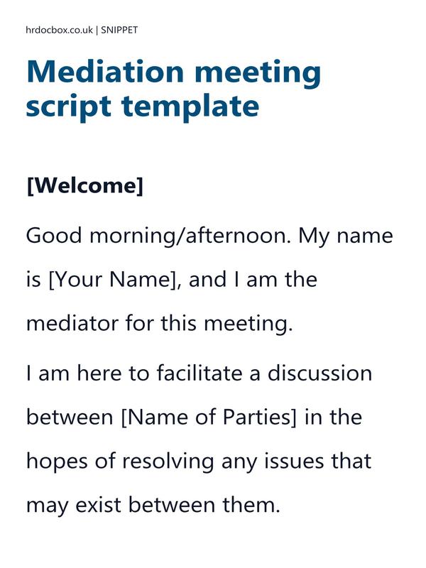 Mediation meeting script template preview