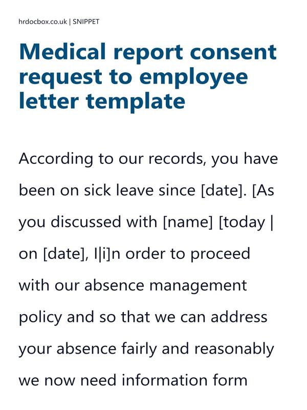 Medical report consent request to employee letter template preview