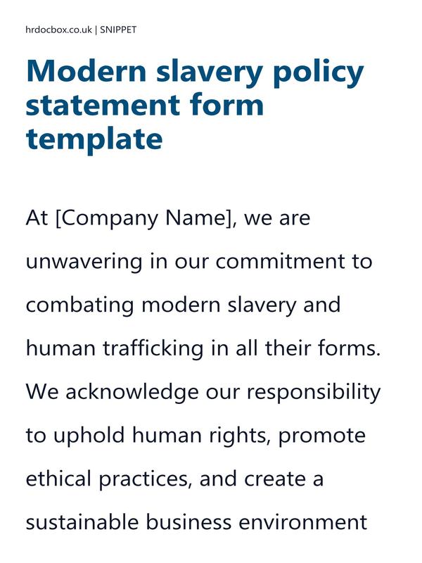Modern slavery policy statement form template preview