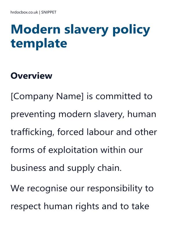 Modern slavery policy template preview
