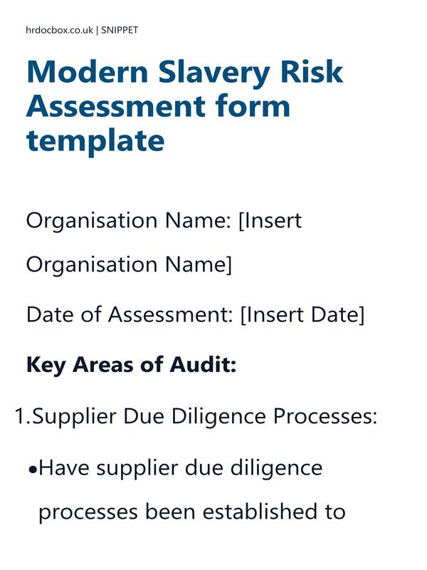 Modern Slavery Risk Assessment form template preview
