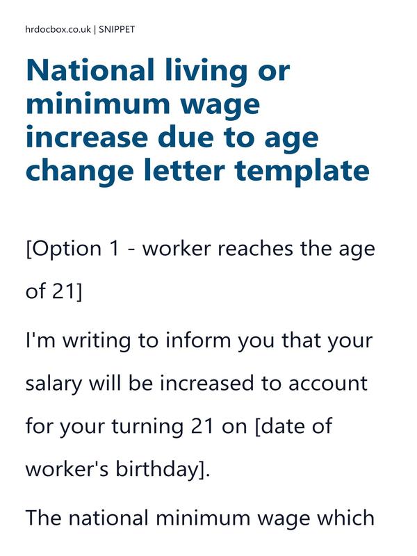National living or minimum wage increase due to age change letter template preview