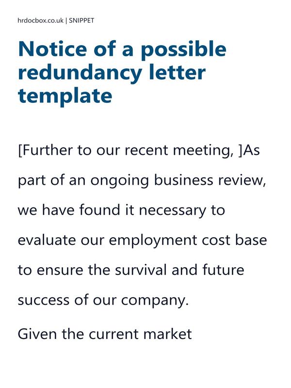 Notice of a possible redundancy letter template preview