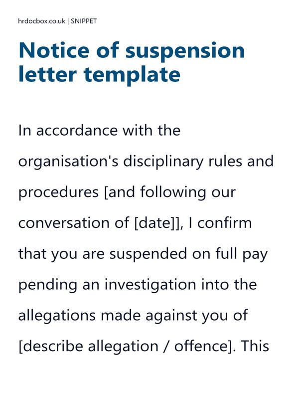 Notice of suspension letter template