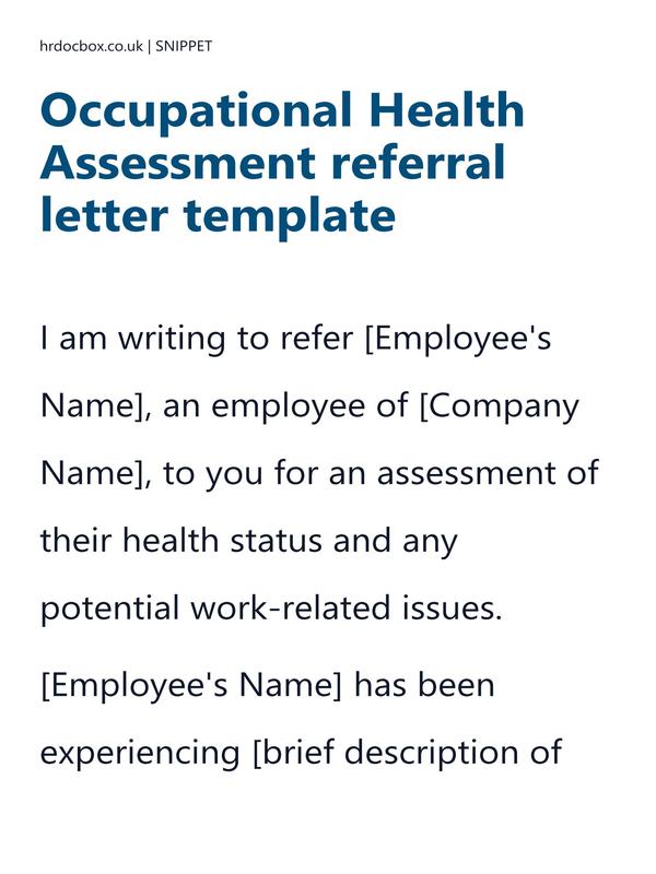 Occupational Health Assessment referral letter template preview