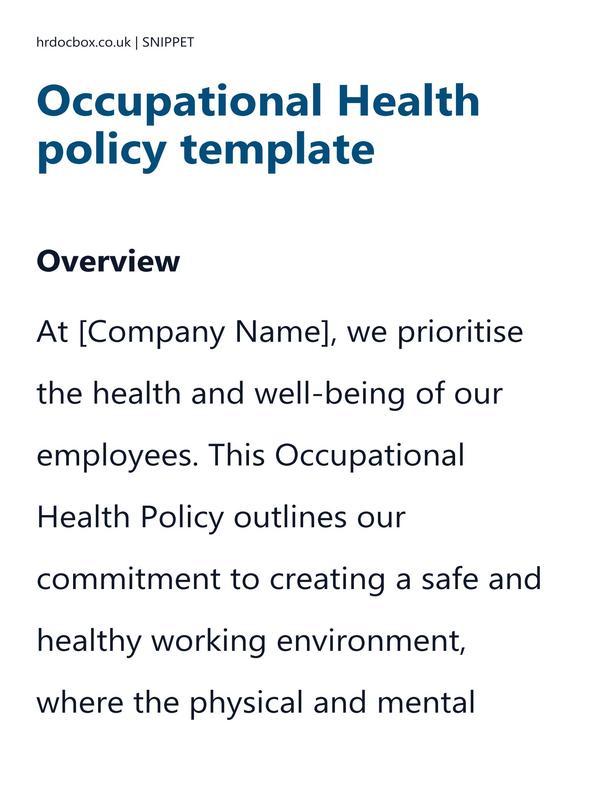Occupational Health policy template preview