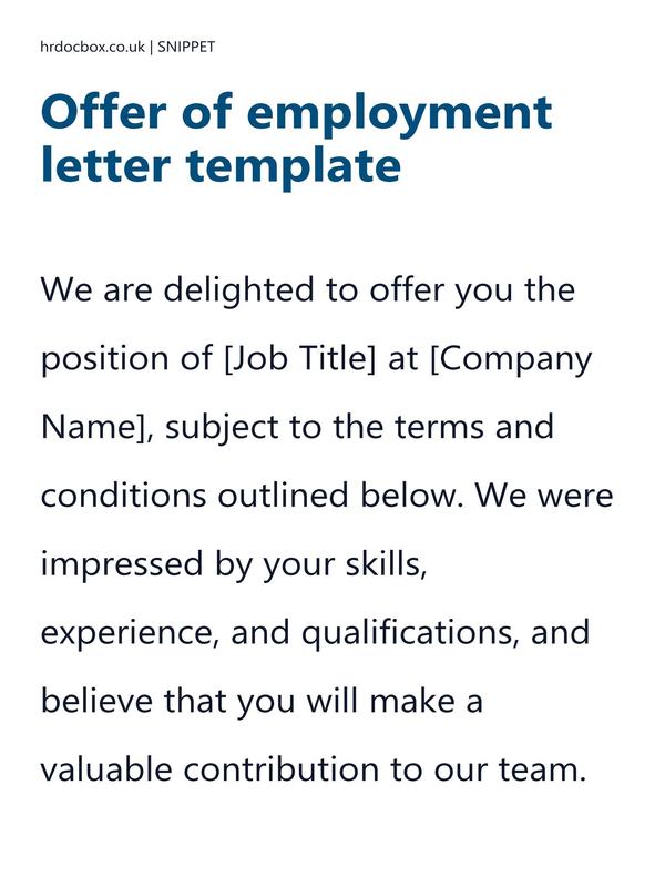 Offer of employment letter template preview