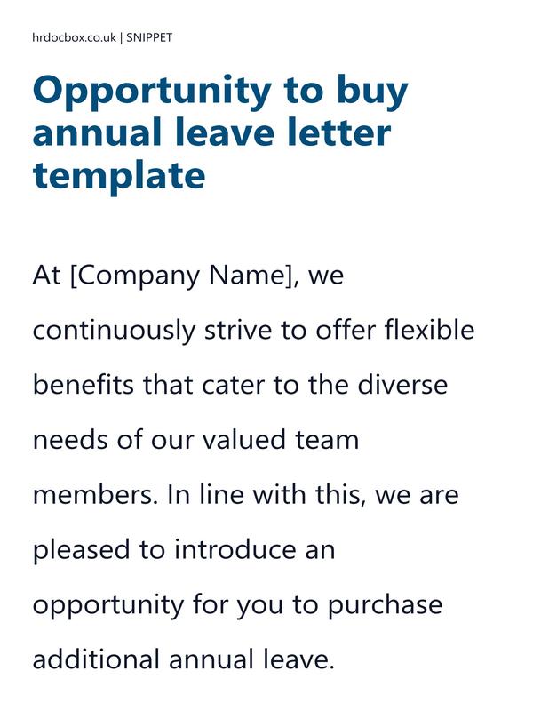 Opportunity to buy annual leave letter template preview