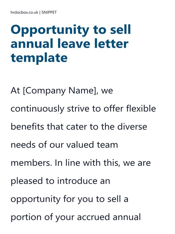 Opportunity to sell annual leave letter template preview