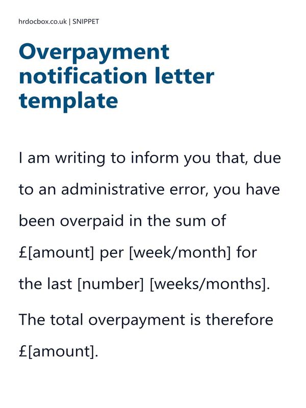 Overpayment notification letter template preview