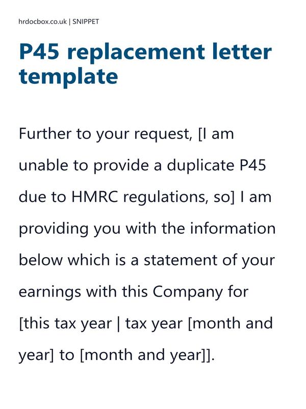 P45 replacement letter template preview