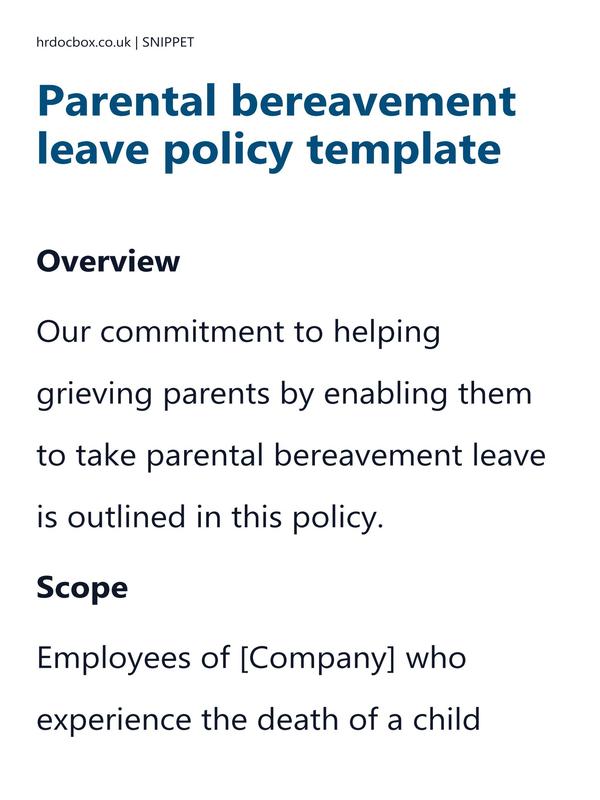 Parental bereavement leave policy template preview