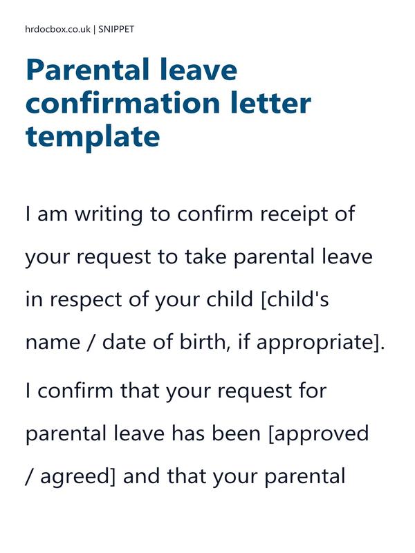Parental leave confirmation letter template preview