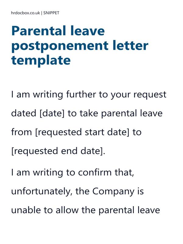 Parental leave postponement letter template preview
