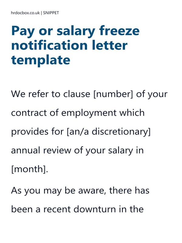 Pay or salary freeze notification letter template preview