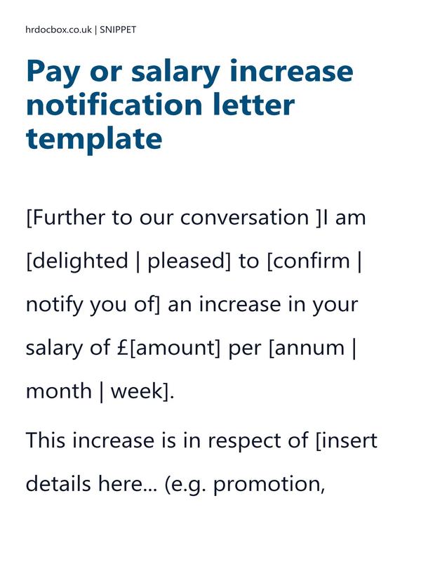 Pay or salary increase notification letter template preview