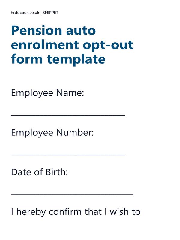 Pension auto enrolment opt-out form template preview