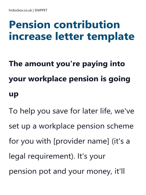 Pension contribution increase letter template preview