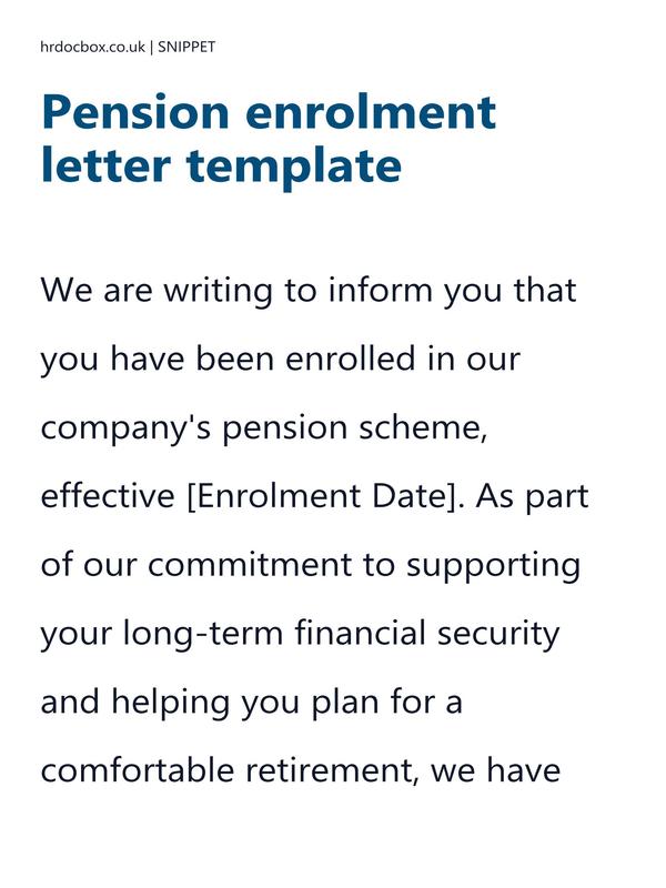 Pension enrolment letter template preview