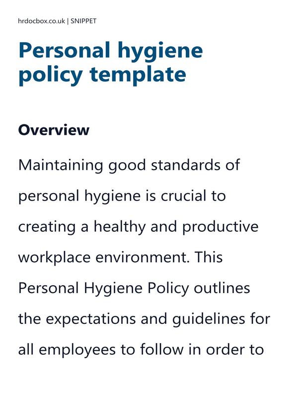 Personal hygiene policy template preview