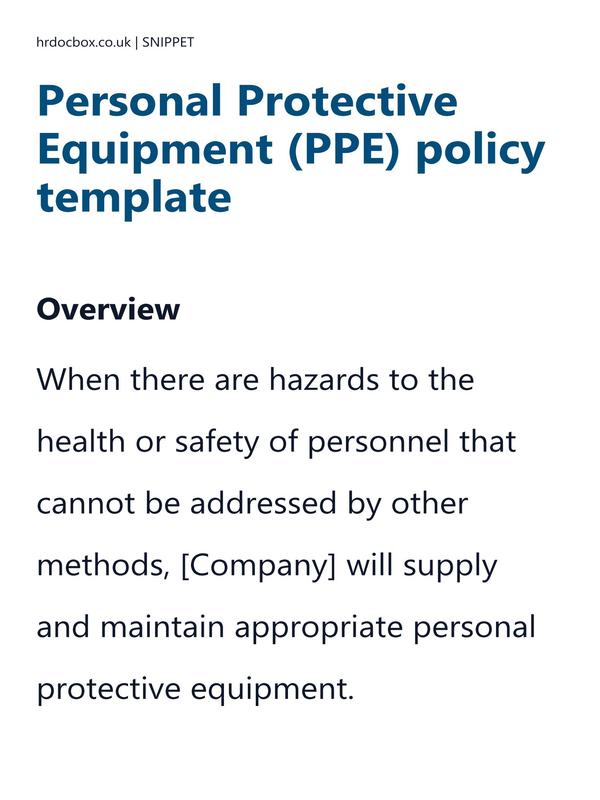 Personal Protective Equipment (PPE) policy template preview