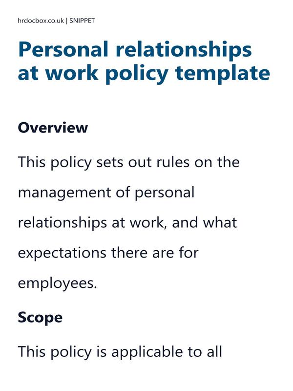 Personal relationships at work policy template preview