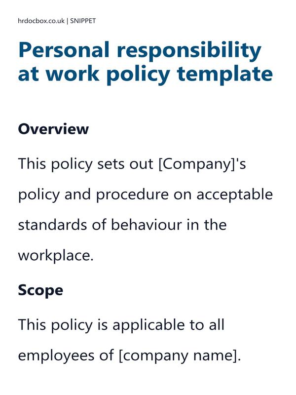 Personal responsibility at work policy template preview