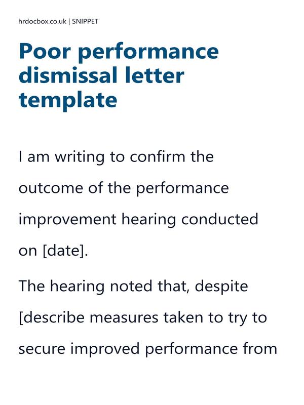 Poor performance dismissal letter template preview