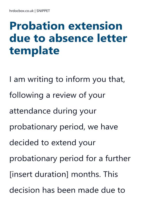 Probation extension due to absence letter template preview