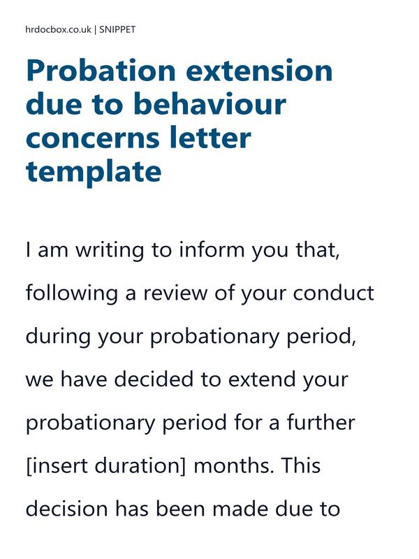 Probation extension due to behaviour concerns letter template preview