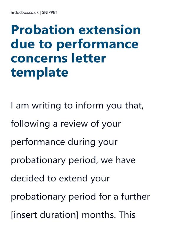 Probation extension due to performance concerns letter template preview