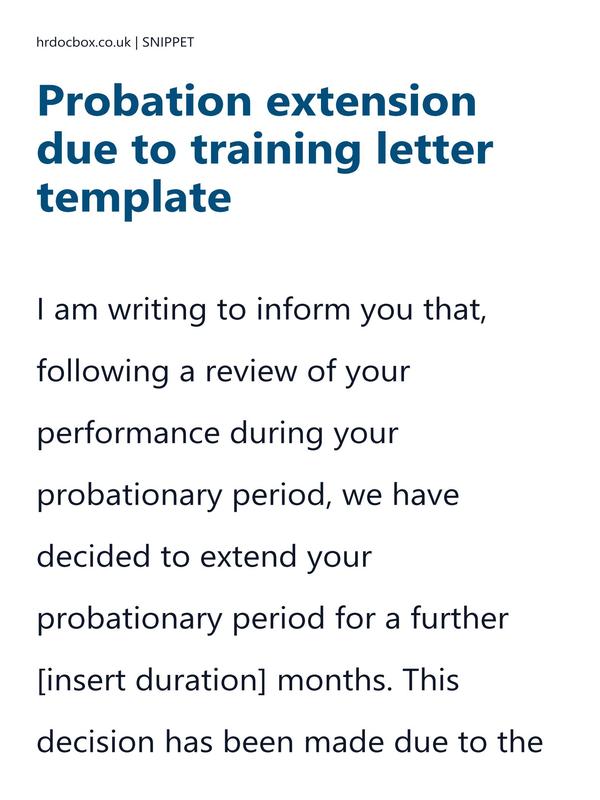 Probation extension due to training letter template preview