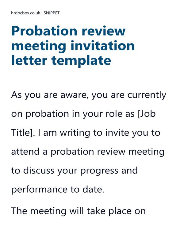 Probation review meeting invitation letter template preview